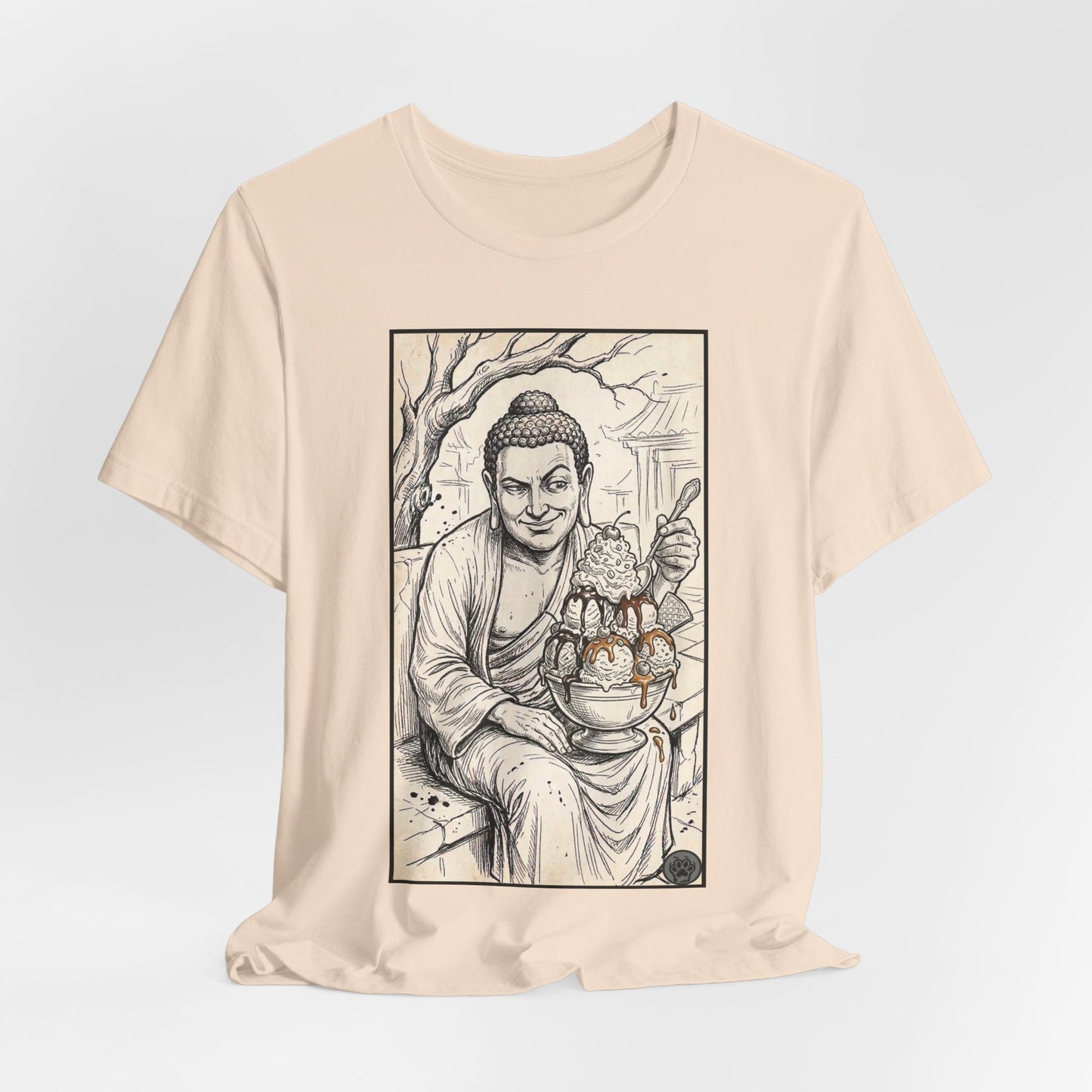 Bad Buddha Sundae Sketch Tee — Religious Humor Buddha Graphic T-Shirt