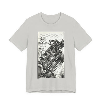 BLZB - Hot Rod Devil Driving T‑Shirt — Vintage Gothic Car Illustration Tee