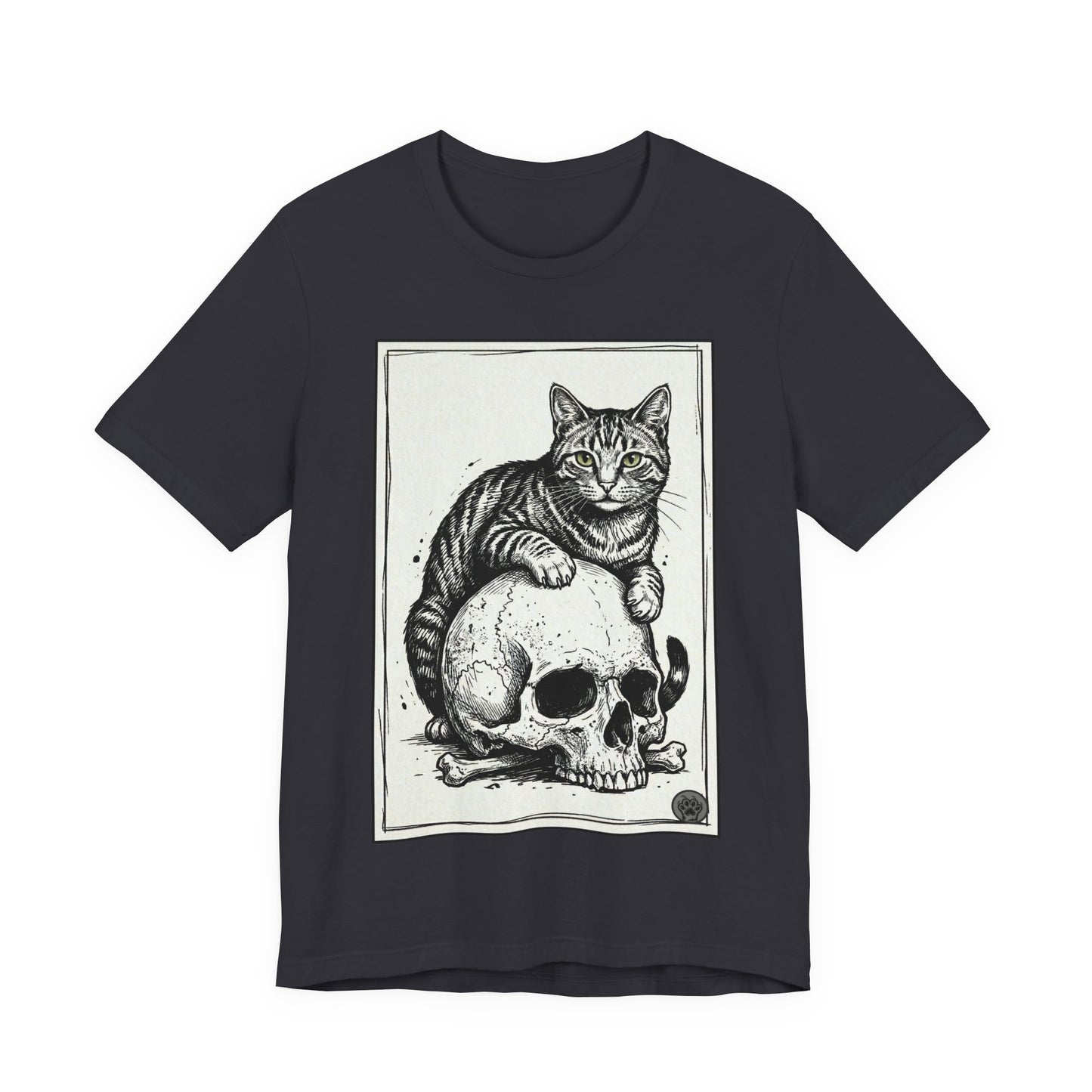 DarkArts Collection - Cat & Skull T-Shirt – Gothic Cat Illustration Tee