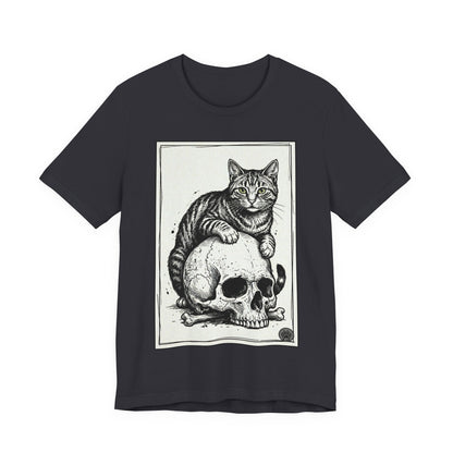 DarkArts Collection - Cat & Skull T-Shirt – Gothic Cat Illustration Tee