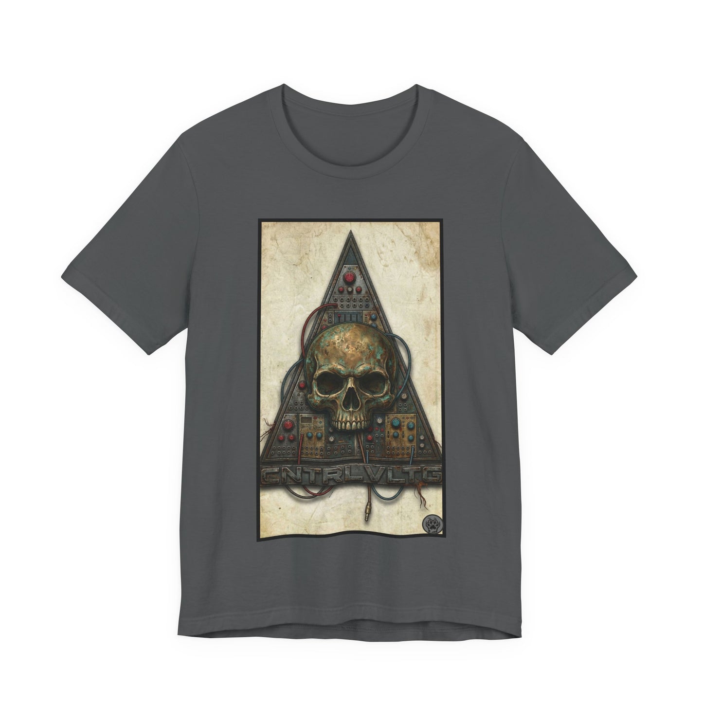 CV - Control Voltage - Ancient Skull Modular Analog Synth Tee — Retro Electronic Skull Graphic T-Shirt