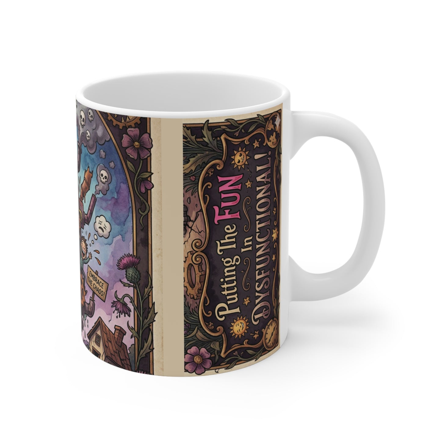 FUN! - 11oz Mug Ambi Handle - Steampunk Magic Machine Mug – “Putting the Fun in Dysfunctional” 11oz