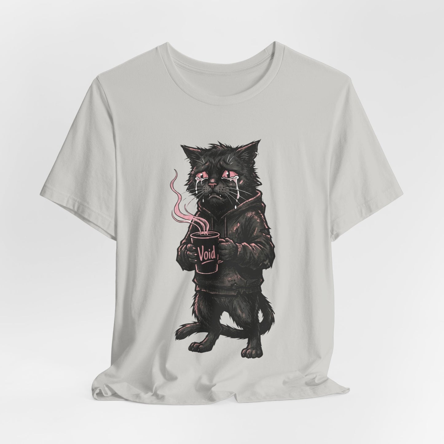 VOID - The Dark Void Cat T‑Shirt — Gothic Coffee Black Cat Illustration Tee