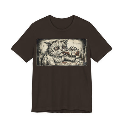 Scraps "Bad Day" - Cat Drinking Whiskey Graphic Tee — Vintage Drunk Depressed Cat T-Shirt