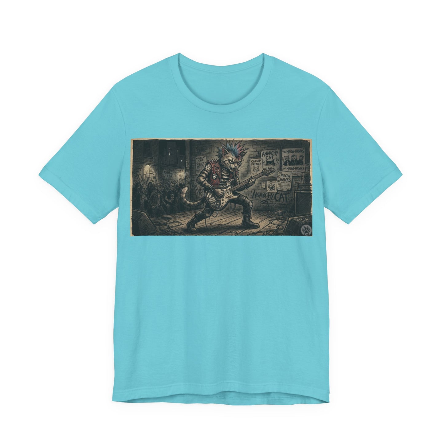 PunkCat At The Club -  Punk Rock T‑Shirt — Punk Cat Guitarist Design