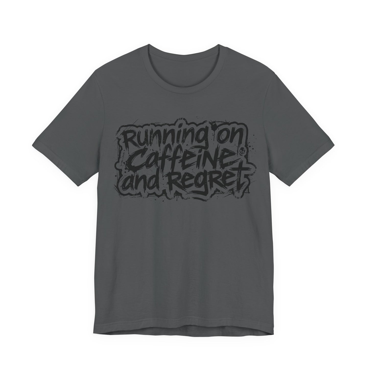 VOID - Running on Caffeine and Regret T-Shirt Version 2 (Horizontal) - Coffee Cat Dark Humor Tee