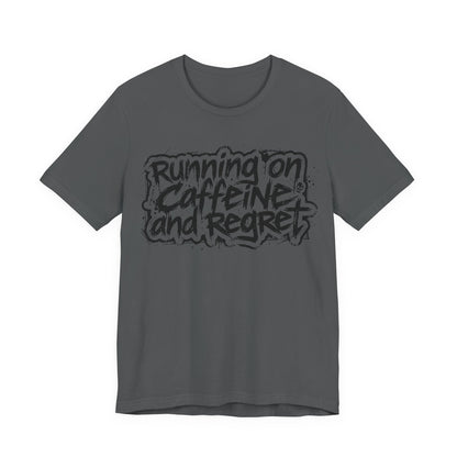 VOID - Running on Caffeine and Regret T-Shirt Version 2 (Horizontal) - Coffee Cat Dark Humor Tee
