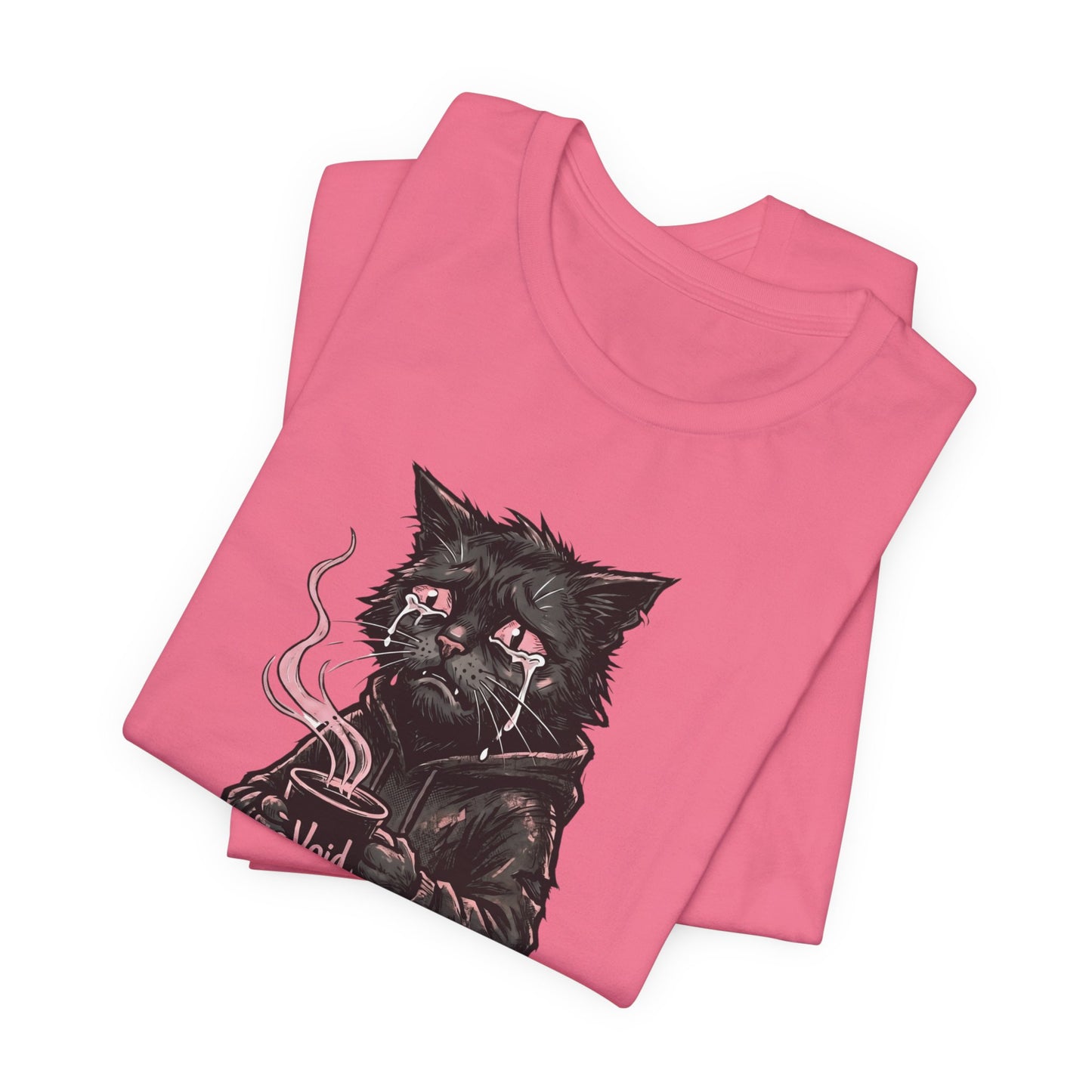 VOID - The Dark Void Cat T‑Shirt — Gothic Coffee Black Cat Illustration Tee
