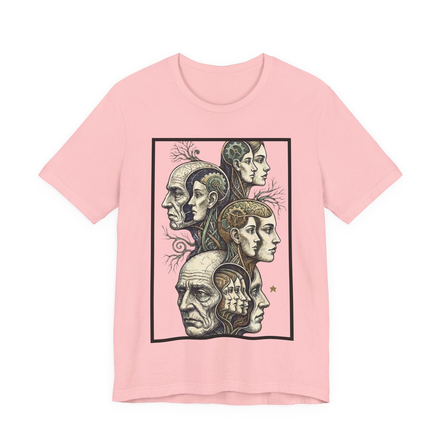 Family of Thought - Crop - Evolution of Minds T-Shirt — Surreal Human Faces Art Tee