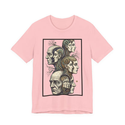 Family of Thought - Crop - Evolution of Minds T-Shirt — Surreal Human Faces Art Tee