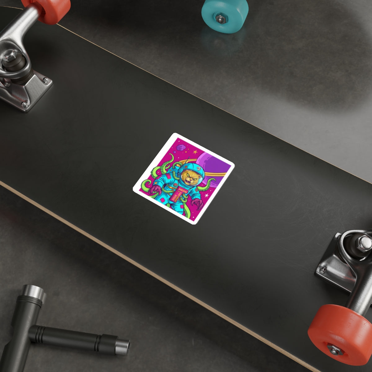 AlienCat Astronaut - Full Color Cat Die-Cut Sticker — Retro Space Kitty Design