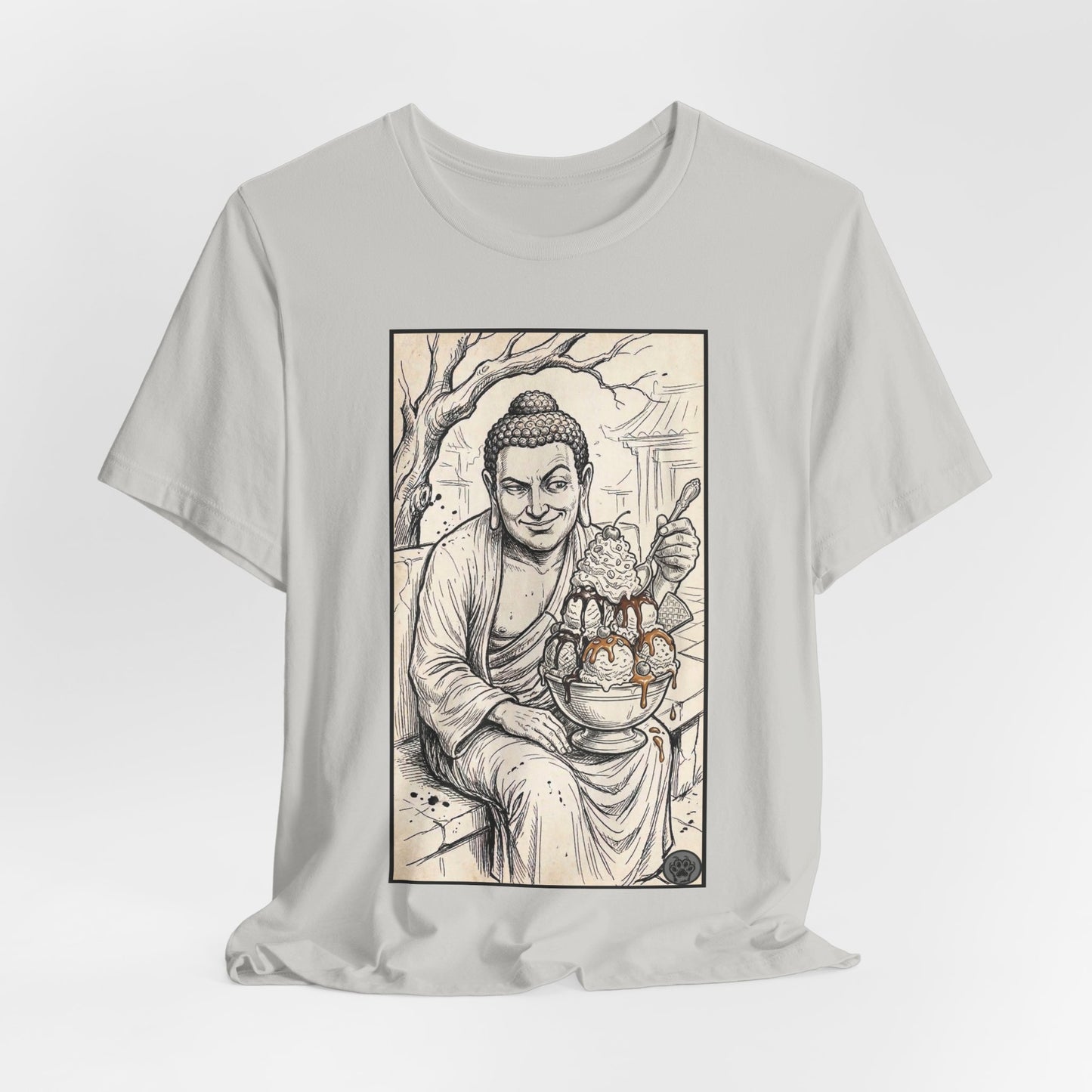 Bad Buddha Sundae Sketch Tee — Religious Humor Buddha Graphic T-Shirt