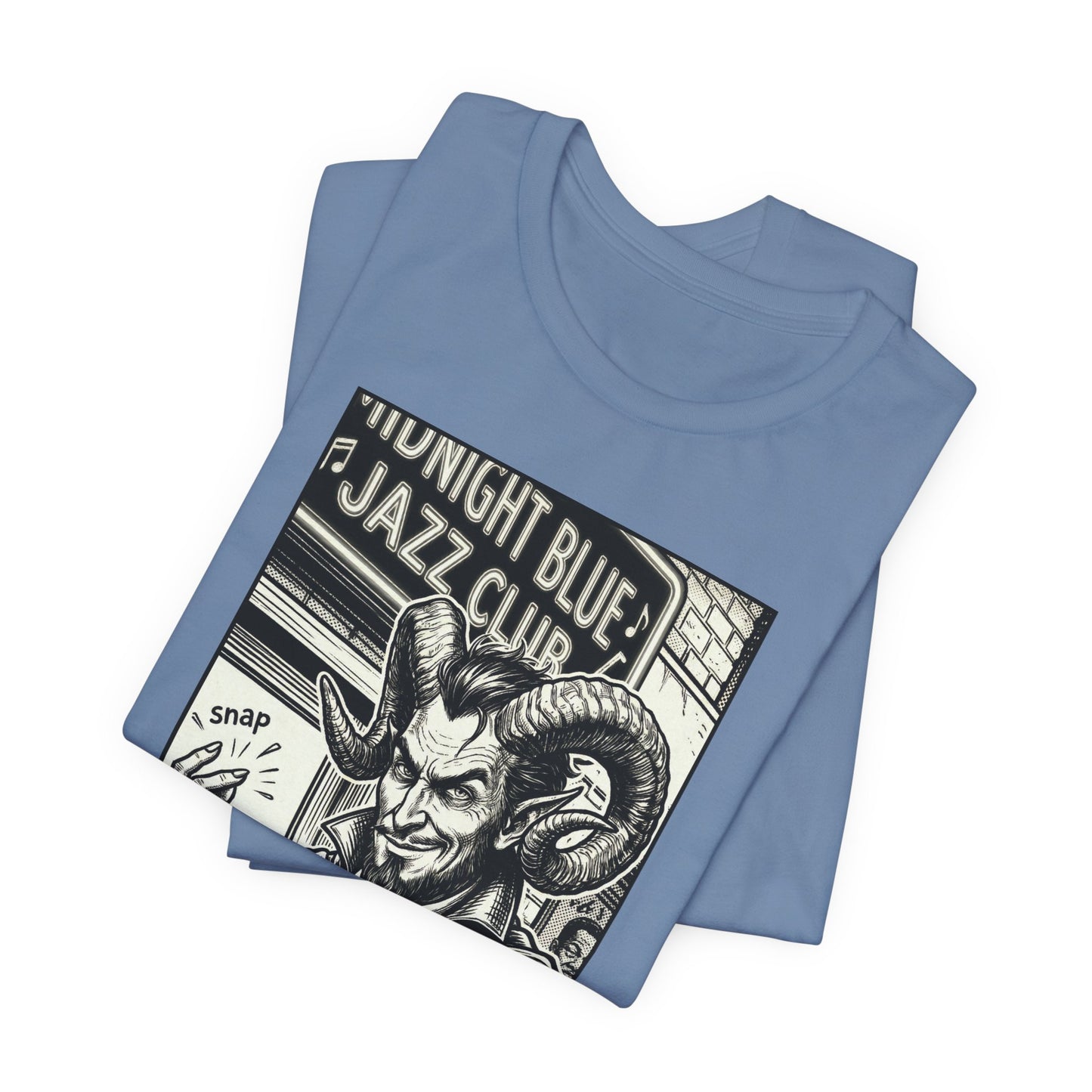 BLZB - Finger Snap Jazz Club Graphic Tee — 'Midnight Blue Jazz Club' Vintage Devil Illustration
