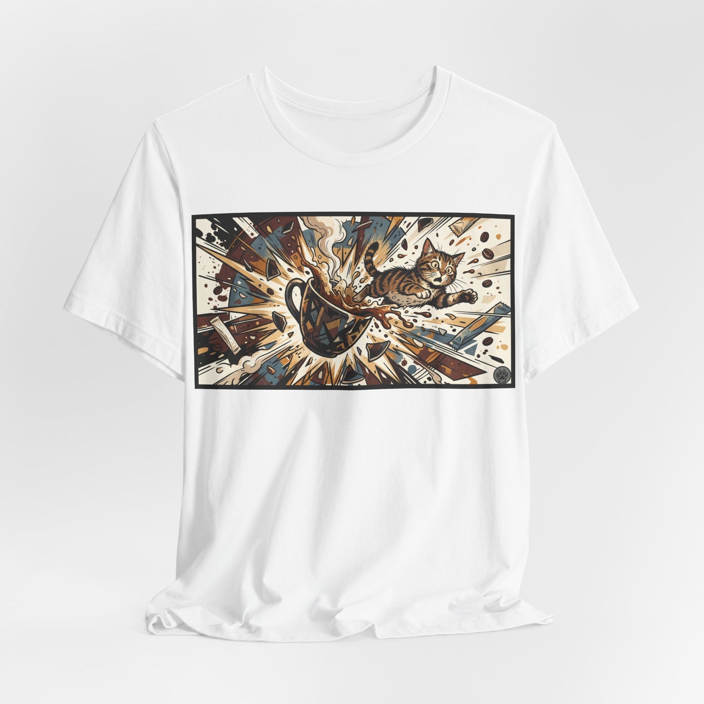 VOID - Coffee Cup Explosion Art Tee — Retro Abstract Coffee Splash T-Shirt