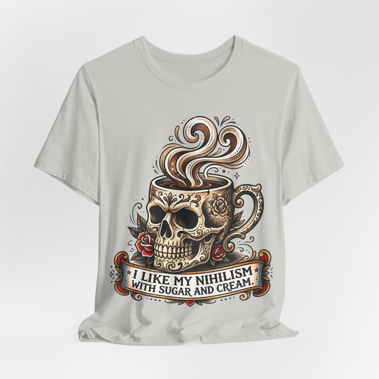 VOID - Skull Coffee Tee — "I Like My Nihilism With Sugar and Cream" Graphic T-Shirt