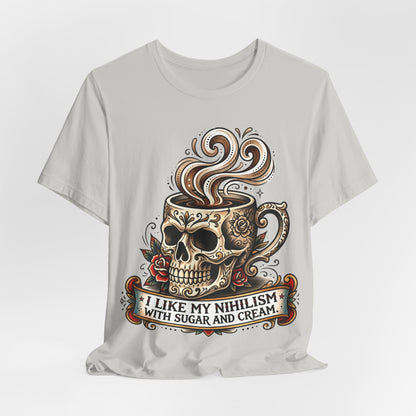 VOID - Skull Coffee Tee — "I Like My Nihilism With Sugar and Cream" Graphic T-Shirt