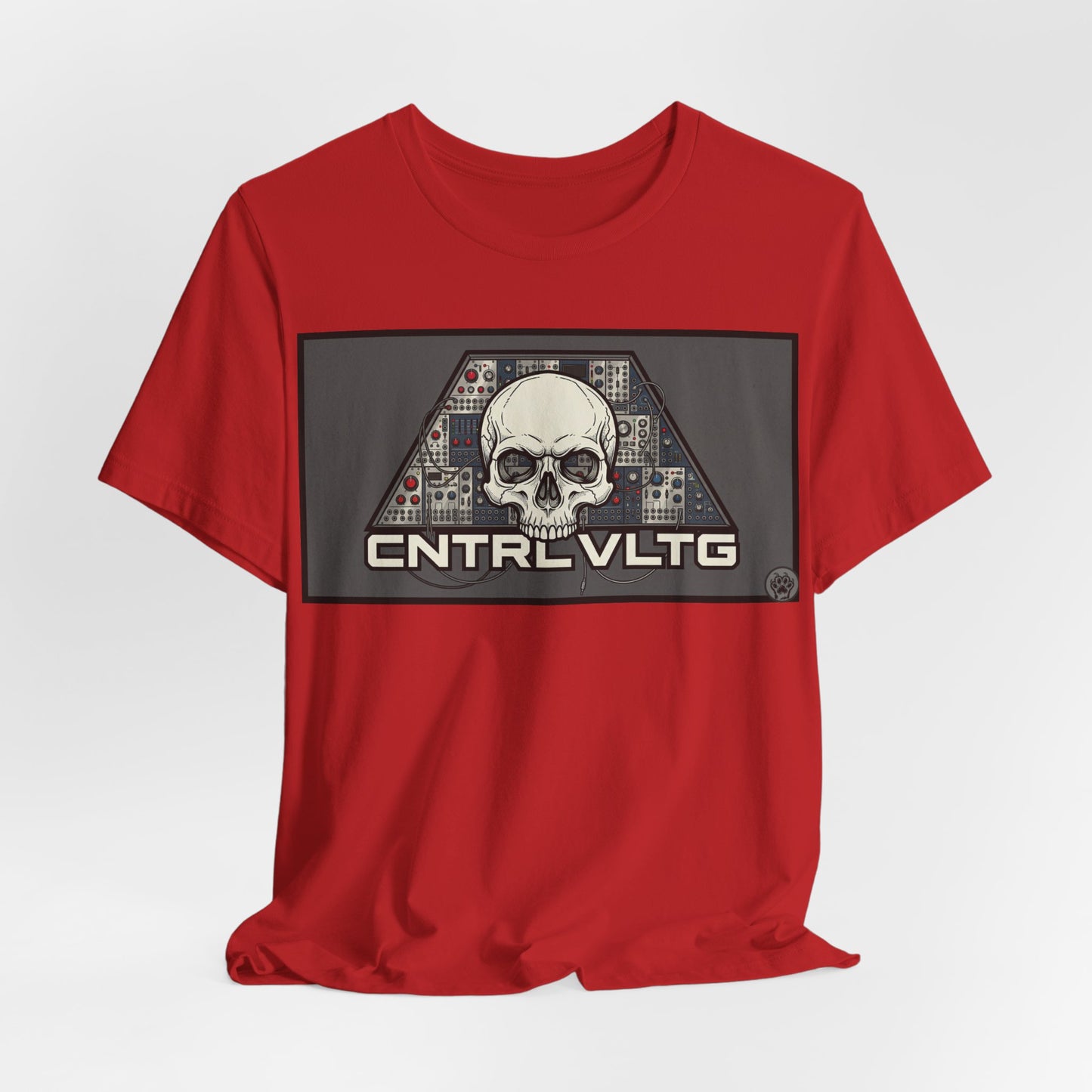 CV Control Voltage - TriBase Grey - Skull Modular Synth Analog Circuit 'CNTRL VLTG' Graphic Tee - Retro Tech Skull T-Shirt