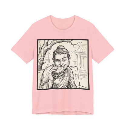 BadBuddha - Cheeseburger (Crop) - Buddha Eating A Delicious Juicy Cheeseburger Funny T‑Shirt Zen Humor