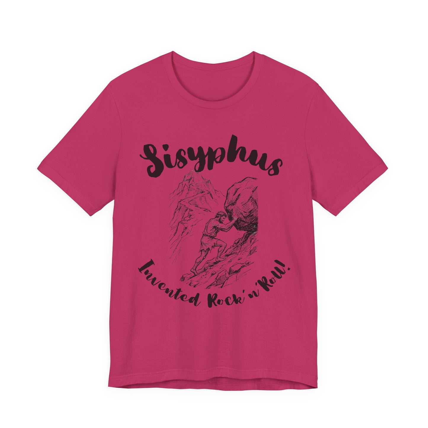 Greek Mythology Humor - Sisyphus T‑Shirt — 'Invented Rock 'n' Roll' Vintage Mythology Tee - Elvis Who?