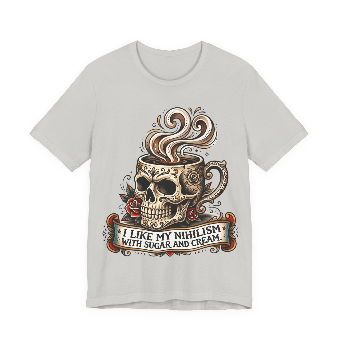 VOID - Skull Coffee Tee — "I Like My Nihilism With Sugar and Cream" Graphic T-Shirt