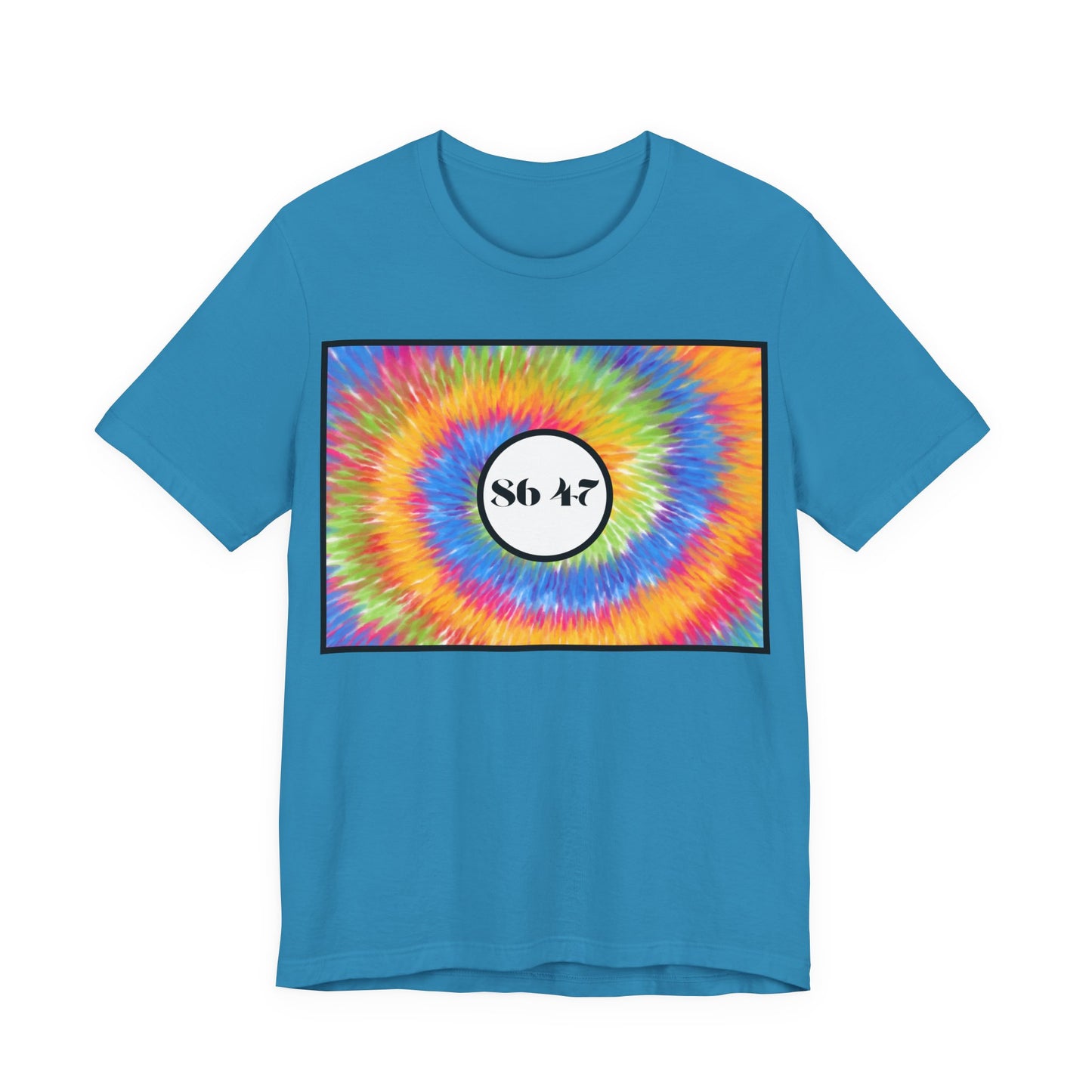 Tie-Dye Vibe T-Shirt — "86 47" Retro Rainbow Graphic Tee