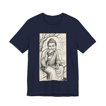 Bad Buddha Cheeseburger Sketch Tee — Humor Illustration T-Shirt