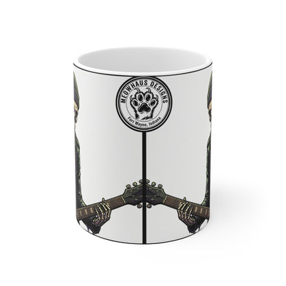 Bonesy - 11oz Mug Ambi Handle - Skeleton Guitarist Mug — Rock Music Skull Coffee Cup (11 oz)