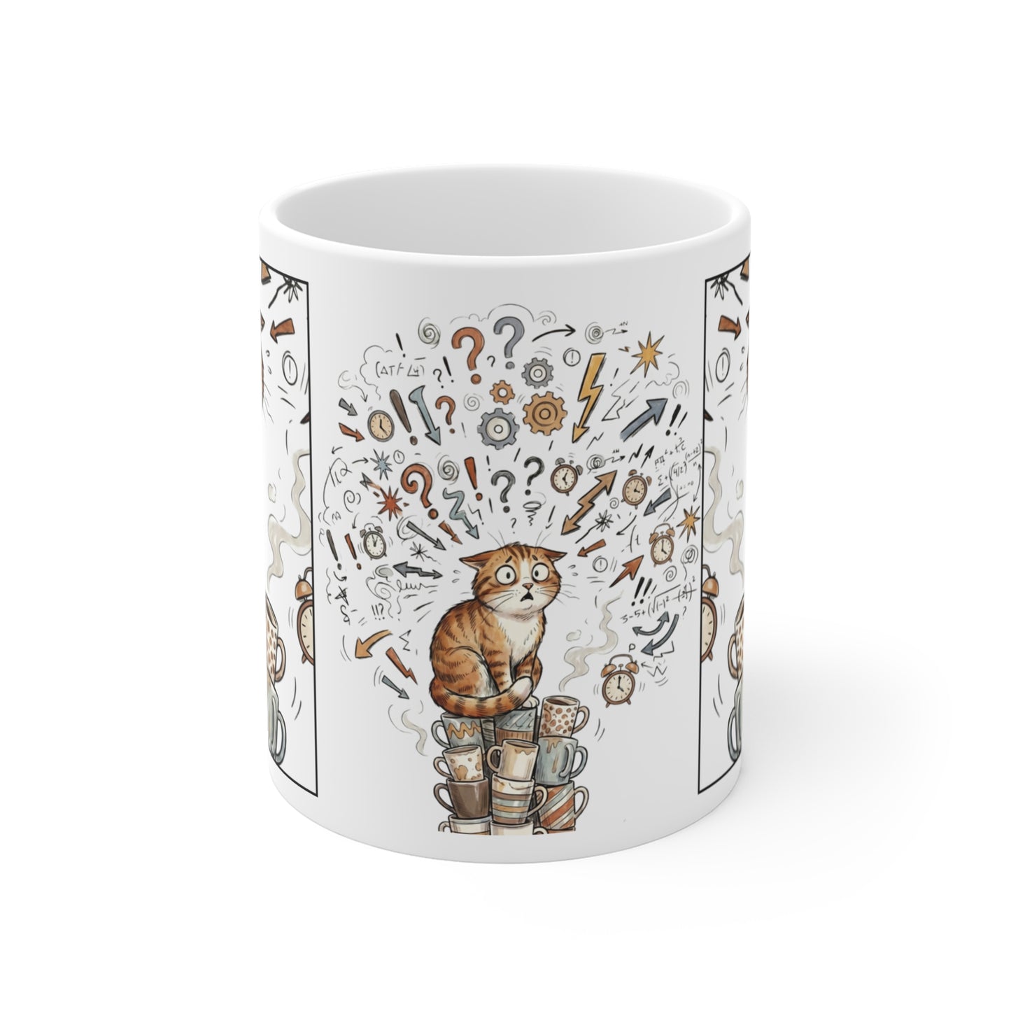 VOID - Anxious Cat Coffee Mug — Cute Stressed Kitty 11oz Ceramic Mug