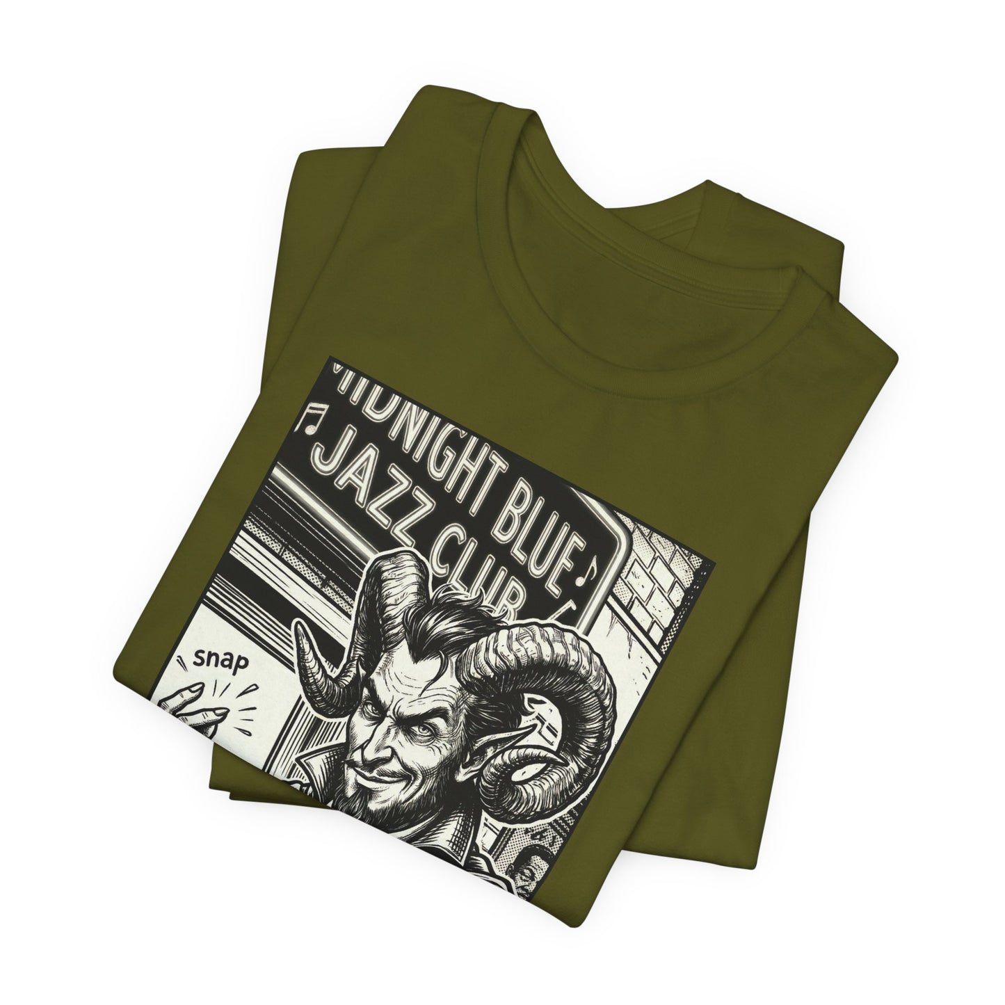 BLZB - Finger Snap Jazz Club Graphic Tee — 'Midnight Blue Jazz Club' Vintage Devil Illustration
