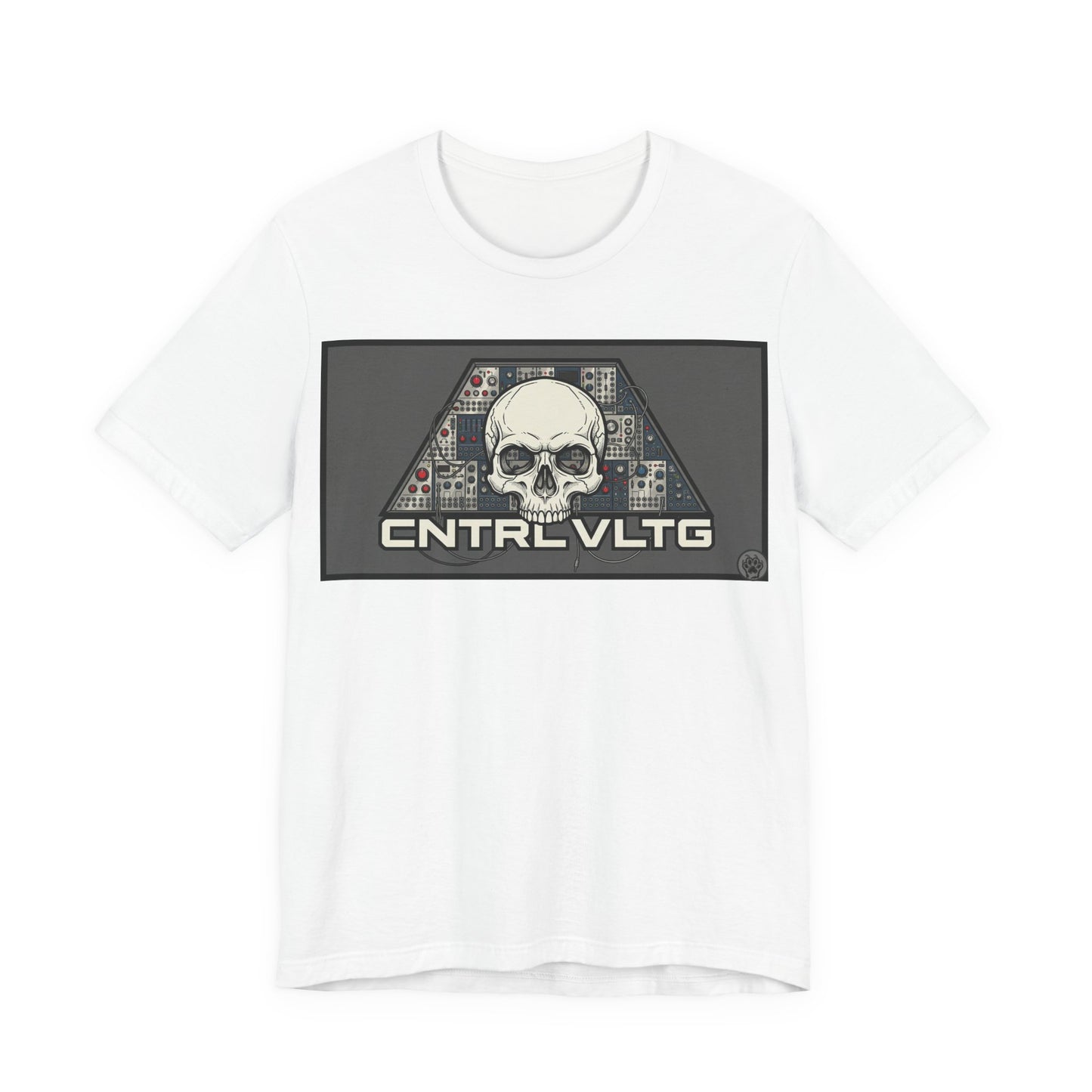 CV Control Voltage - TriBase Grey - Skull Modular Synth Analog Circuit 'CNTRL VLTG' Graphic Tee - Retro Tech Skull T-Shirt