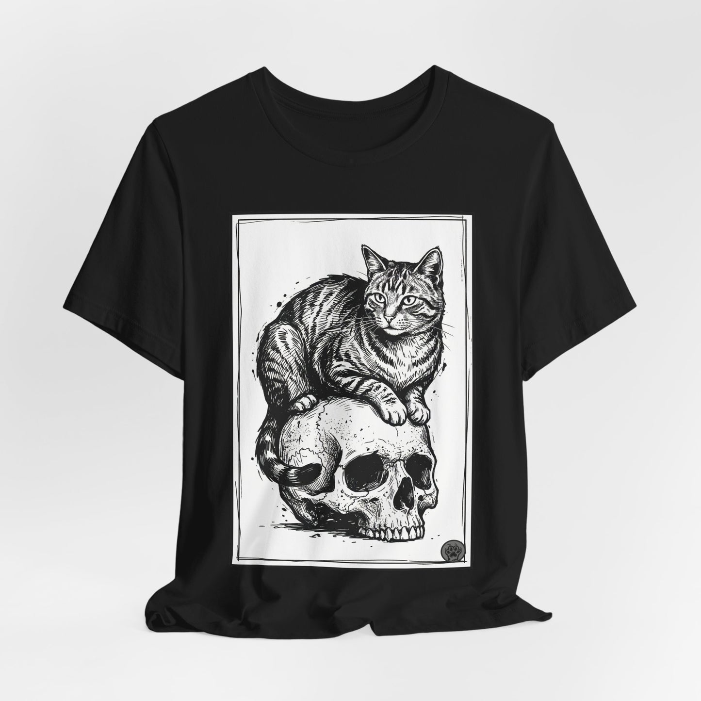 DarkArts Collection - Cat & Skull 2 T‑Shirt — Gothic Cat Skull Graphic Tee