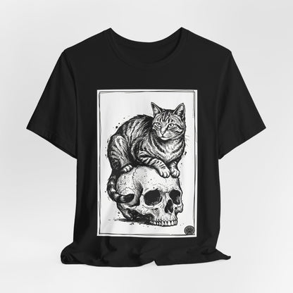 DarkArts Collection - Cat & Skull 2 T‑Shirt — Gothic Cat Skull Graphic Tee