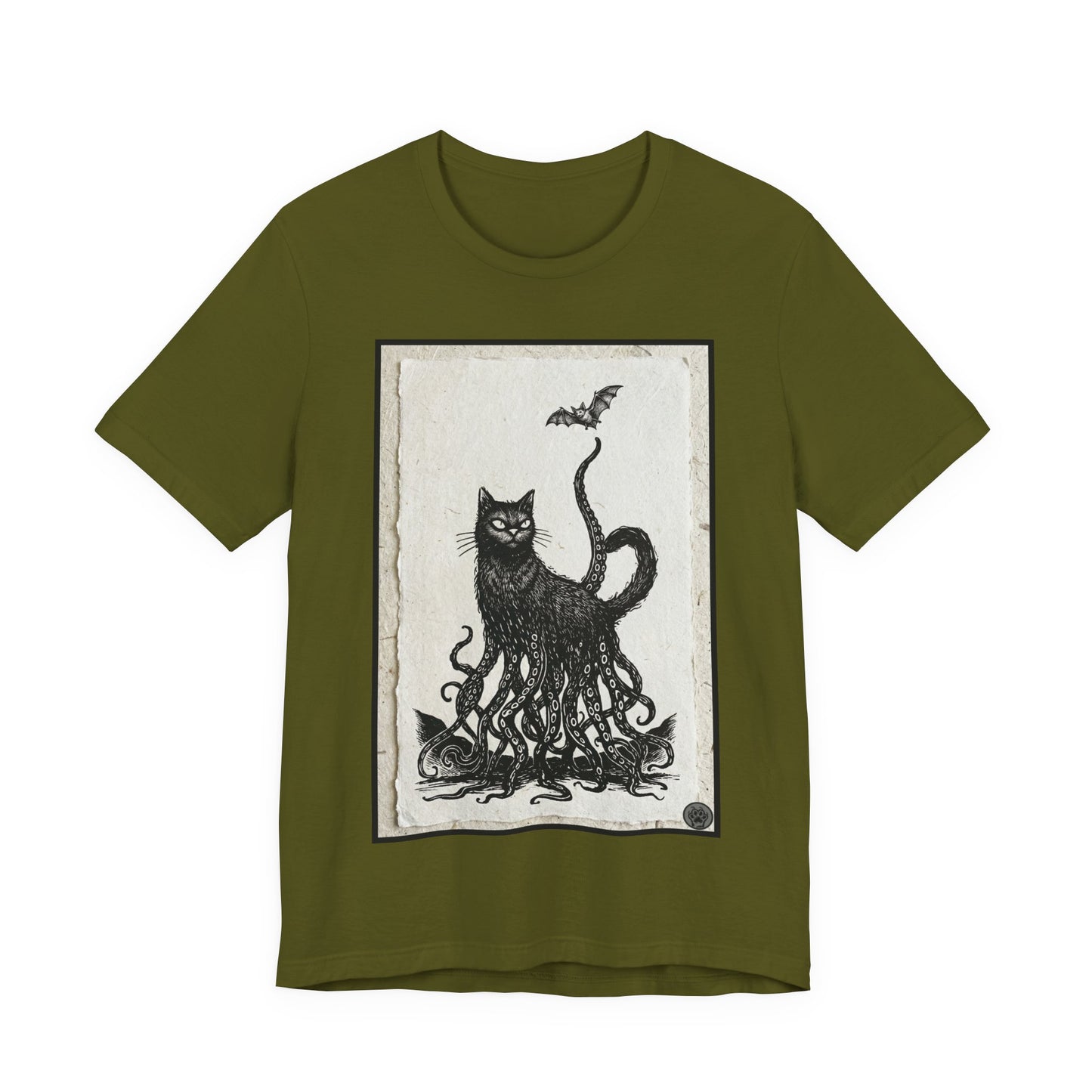 OctoCat Catching a Bat - Vintage Paper - Mystic Cat Kraken Tee — Gothic Cat T‑Shirt