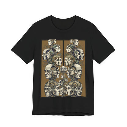 Family Of Thought = "Too Much To Parse" - Vintage Anatomical Heads Graphic Tee — Retro Profile Illustration T-Shirt