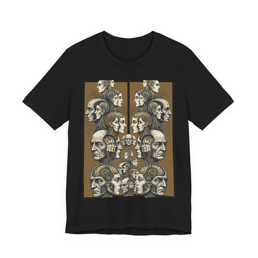 Family Of Thought = "Too Much To Parse" - Vintage Anatomical Heads Graphic Tee — Retro Profile Illustration T-Shirt