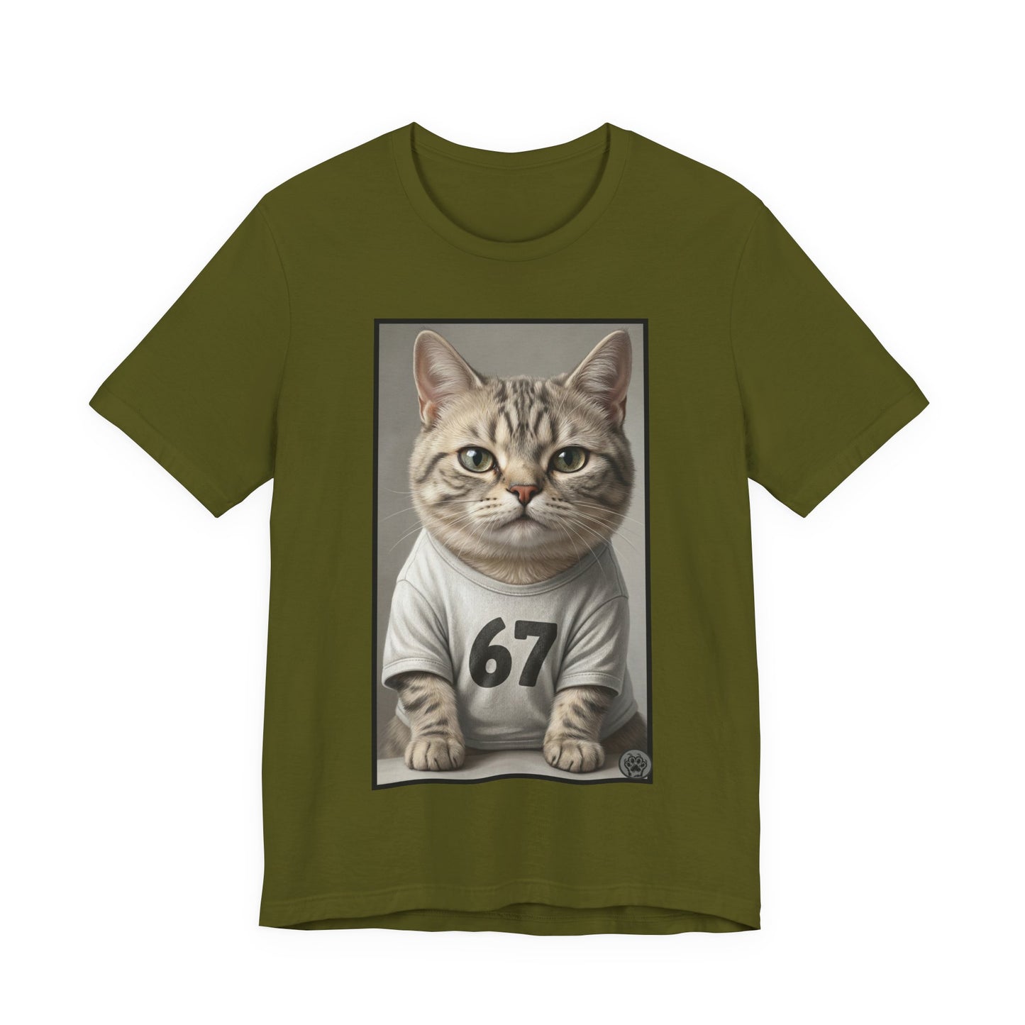 67 Meme - New Variation! - Cat Jersey T‑Shirt — Cute Kitten Portrait with Number 67