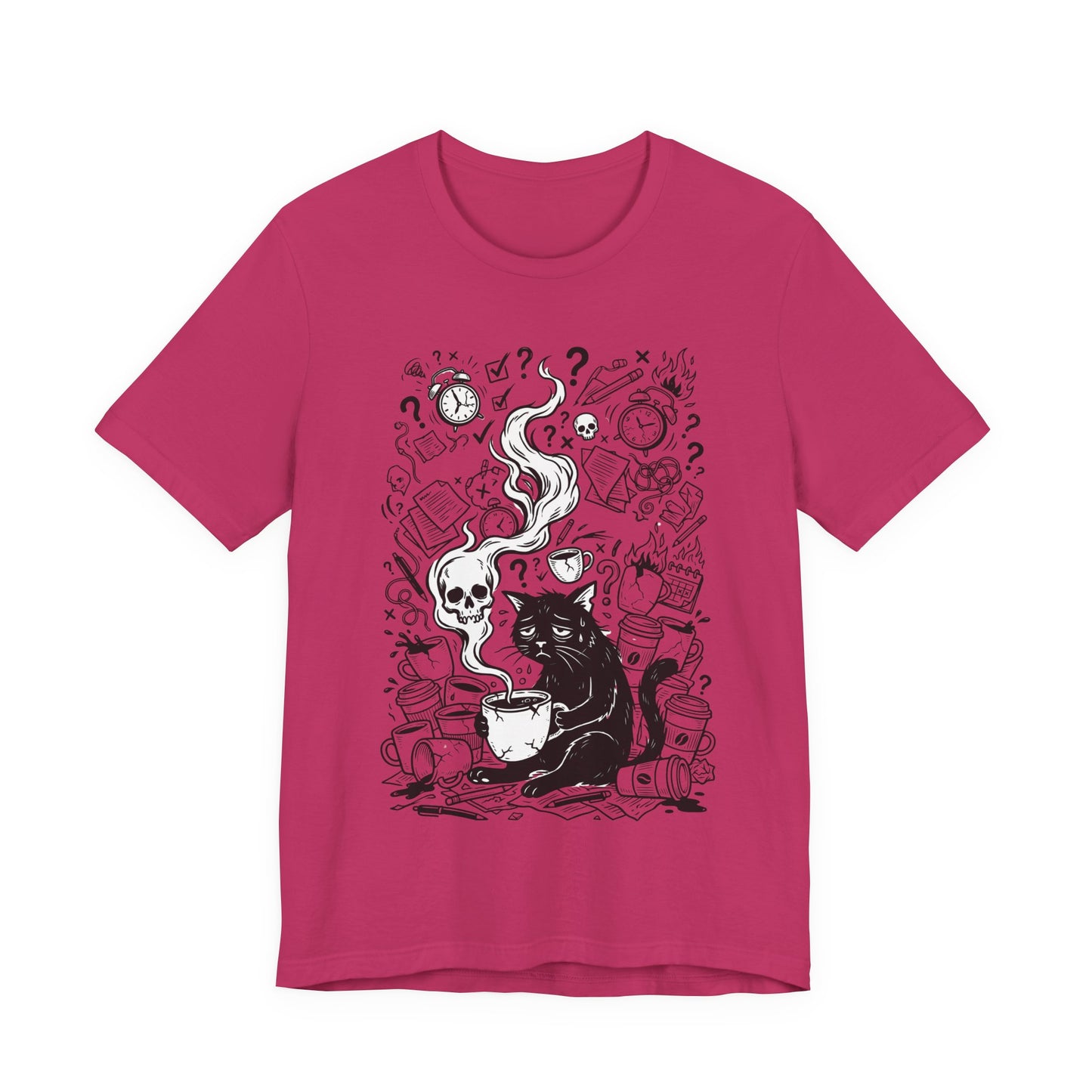 VOID - Mystic Black Cat Tee — Witchy Cat with Coffee Graphic T-Shirt