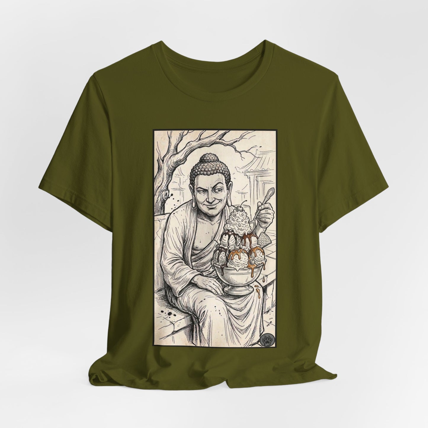 Bad Buddha Sundae Sketch Tee — Religious Humor Buddha Graphic T-Shirt