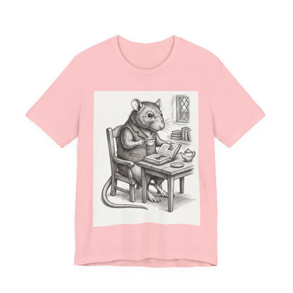 Ratney - "Cup of Tea & A Good Book" - Rodent Scholar T‑Shirt — Vintage Style Illustration of a Reading Rat with Tea
