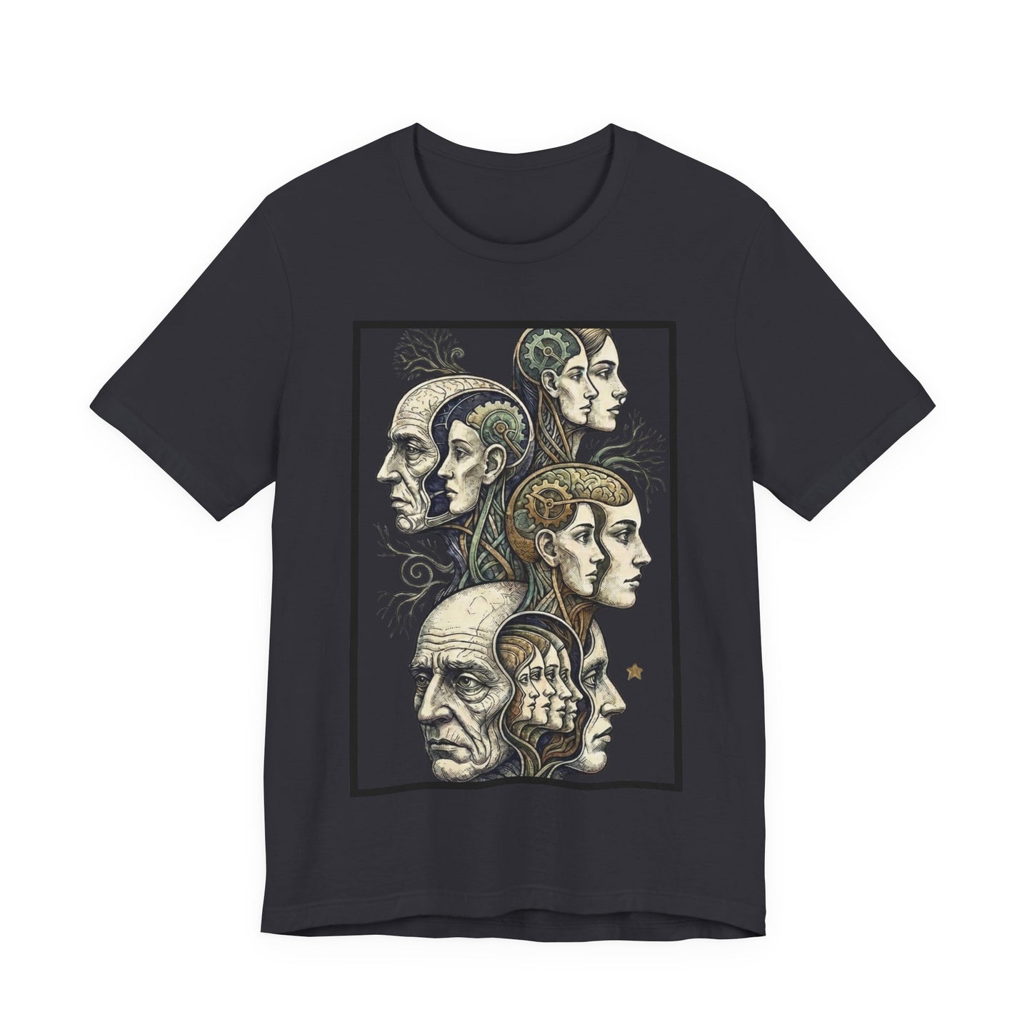 Family of Thought - Crop - Evolution of Minds T-Shirt — Surreal Human Faces Art Tee
