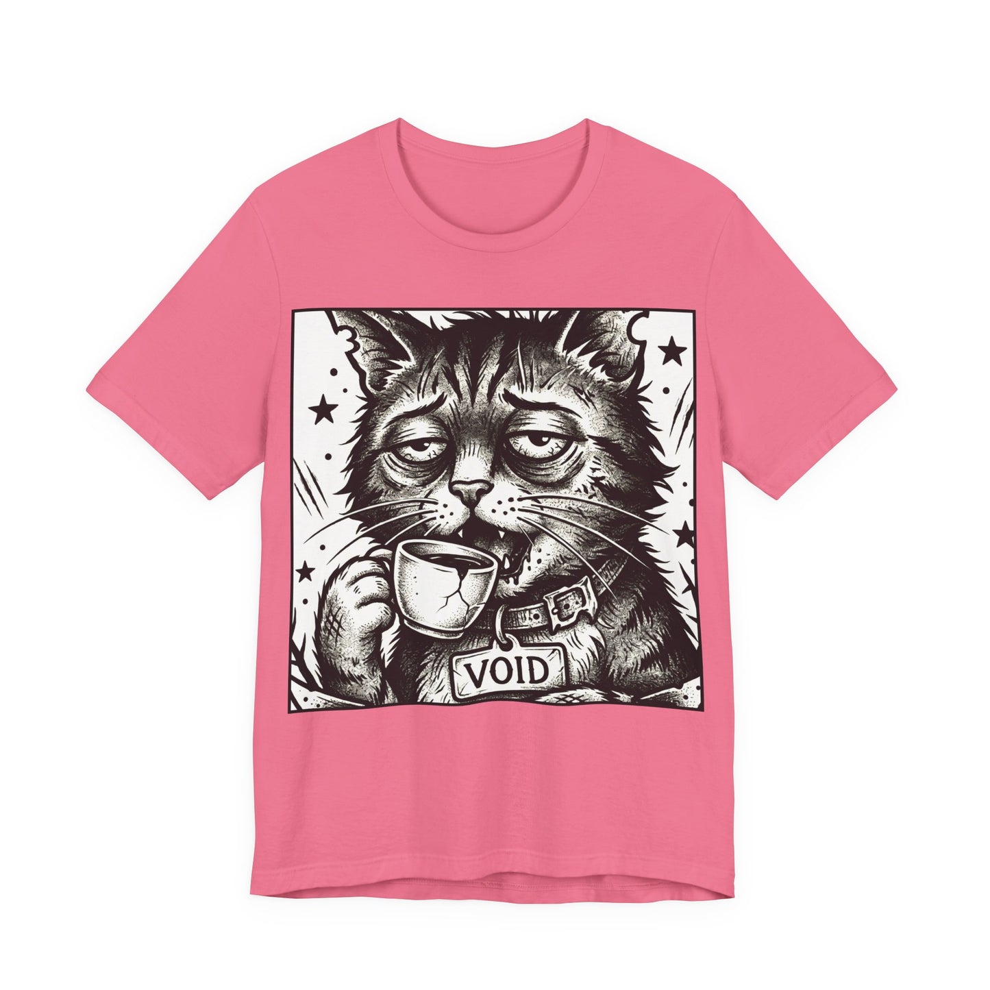 VOID - The Original Void Cat Tee — Tired Moody Cat Drinking Coffee Graphic T-Shirt