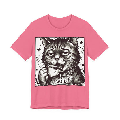 VOID - The Original Void Cat Tee — Tired Moody Cat Drinking Coffee Graphic T-Shirt