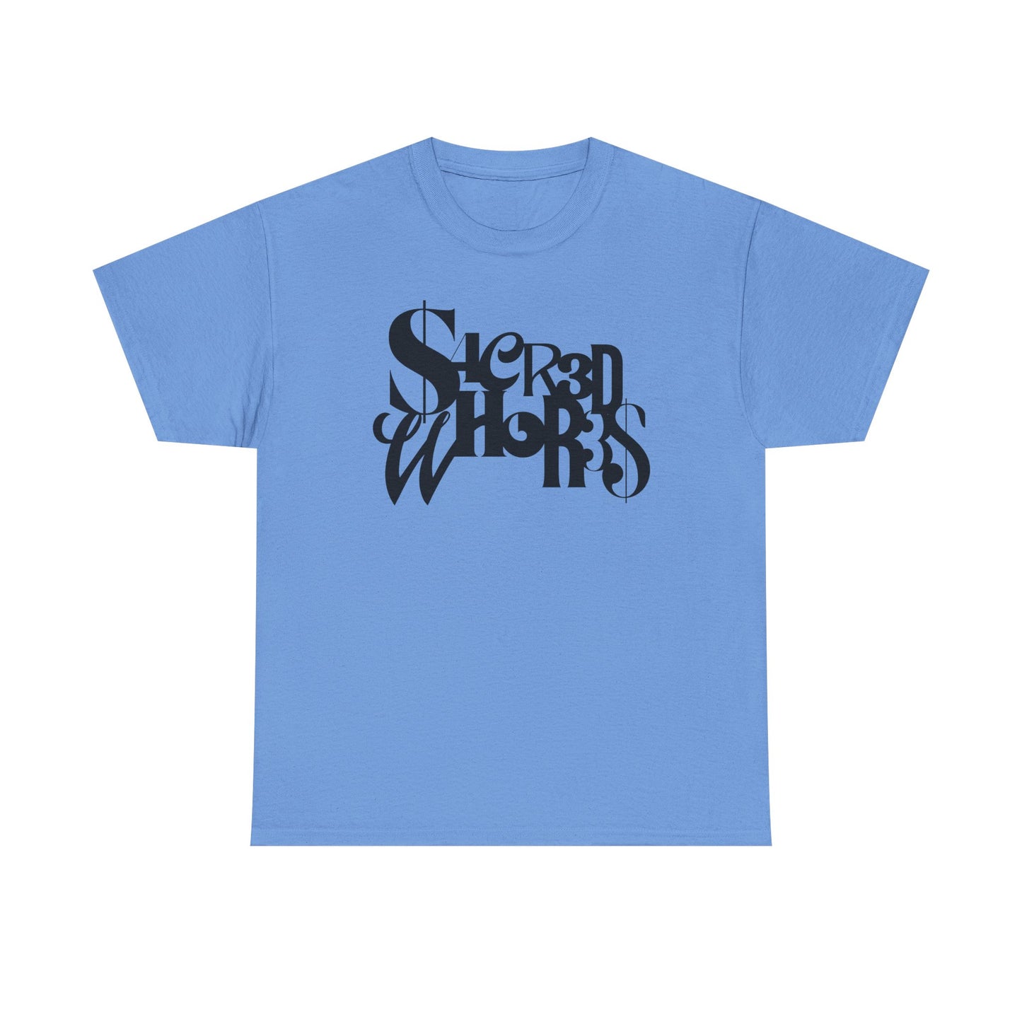 Sacred Whores - Mixed Fonts Graphic Tee — Gothic Ambigram Band Shirt