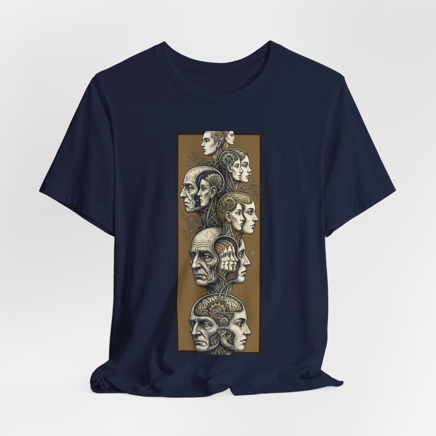 Family of Thought - Gold - Anatomical Heads Vertical Collage T-Shirt