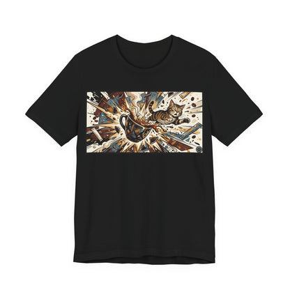 VOID - Coffee Cup Explosion Art Tee — Retro Abstract Coffee Splash T-Shirt
