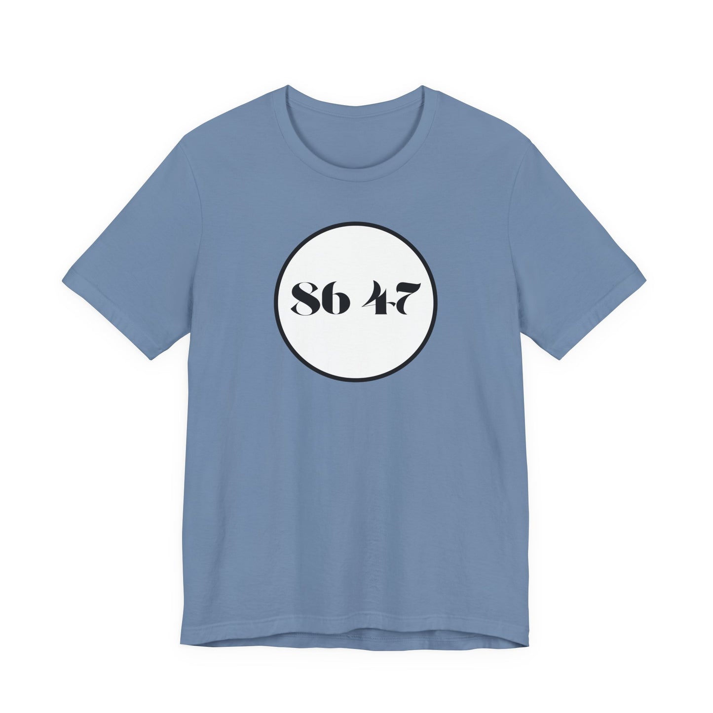 86 47 - Clean, Clear & Concise - Vintage Circle Number Tee — "86 47" Graphic T-Shirt
