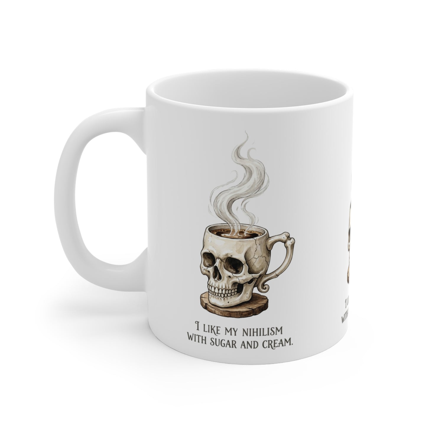 VOID - Skull Coffee Mug — "I Like My Nihilism With Sugar and Cream" 11oz