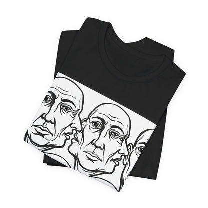 HotGossip - Version 2 - Monochrome Repeating Faces Tee – Abstract Expressionist Portrait T-Shirt