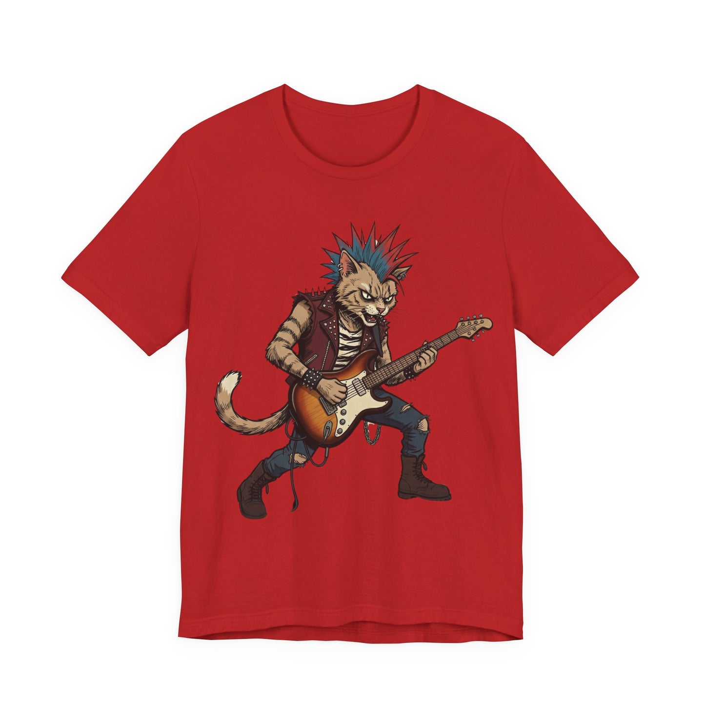 PunkCat - Punk Rock Cat Guitar T-Shirt