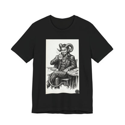 Devil's Brew - Coffee - Devil in a Suit Graphic Tee — Vintage Demon Illustration T-Shirt